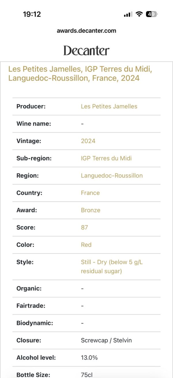 Decanter Bronze Award